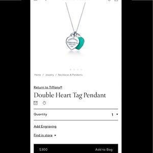 Tiffany & Co. Double Heart Tag Pendant EUC